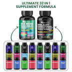 Peakhealth Shilajit Sea Moss Black Seed Oil Ashwagandha Capsules for Man Woman,2 Bottle Combo with Turmeric, Panax Ginseng, Rhodiola,19,445mg Herbal Formula,Energy & Immune Support, 60 Capsules