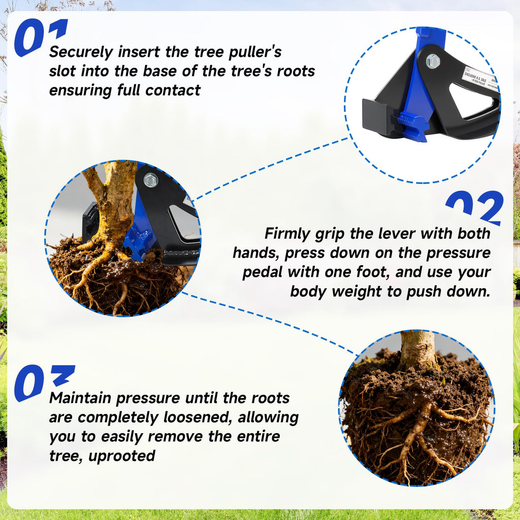 Pvirbravoo Sapling Puller Tool - Heavy Duty Tree Root Puller for ¼ to 2" Woody Stems | Fully Uproots Trees & Shrubs | Ergonomic Garden Tool for Landscaping, Farming, Forestry