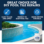 Pool Patch Gray Pool Tile Adhesive Thinset Repair Kit 3 lb - Easy to Mix and Apply Setting Formula - Perfect to Glue Pool Tile - Quick-Drying, Extra Strong Bond - (coverage: approx. 6 sq. ft)