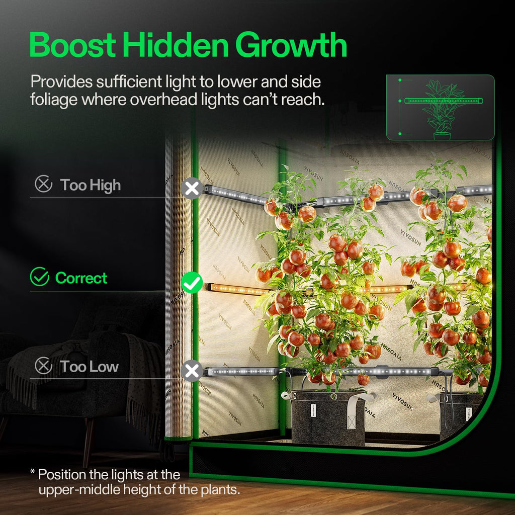 VIVOSUN Lumaray LED Grow Light Bars 16”(4-Bar) Full Spectrum Side Lighting
