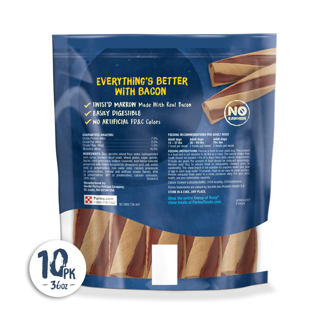 Purina Busy with Beggin Twisted Dog Treats, with Real Bacon, 10 ct Pouch