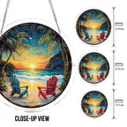 WOODBESTS Acrylic Jigsaw Puzzle Suncatcher 83 Pieces-Beach Vacation, DIY Acrylic Puzzle Sun Catcher, Window&Garden Decor, Unique Gifts for Mom, Women,Wife, Sisters, Aunt, Besties 7.4in