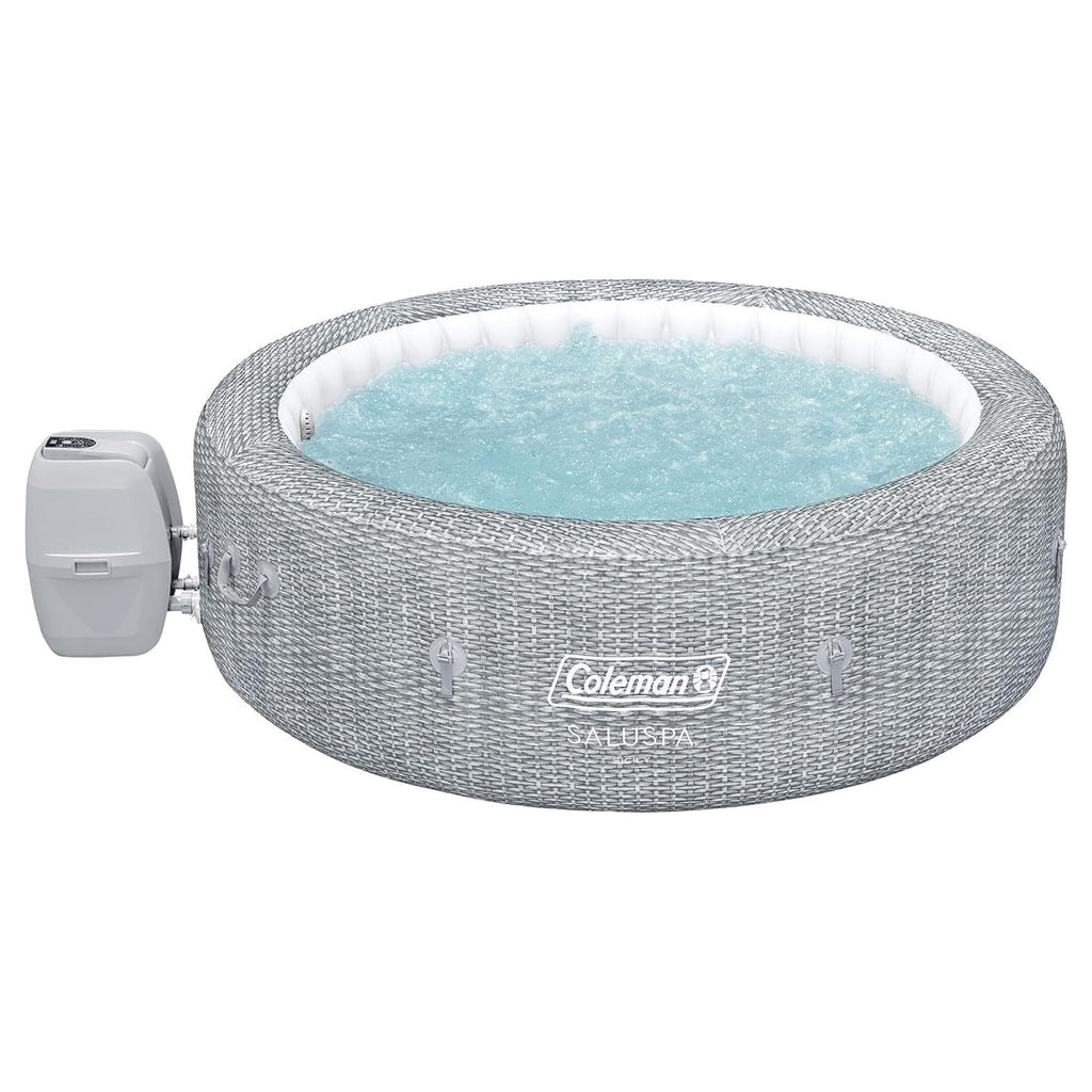 Coleman Sicily AirJet Large Round 5 to 7 Person Inflatable Hot Tub Portable Outdoor Spa with 180 AirJets and EnergySense Cover, Grey