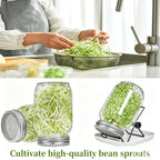 Lulonpon Sprouting Kit, 2 Sprouting Jar Kits, Wide Mouth Quart Mason Jars with Stainless Steel Screen Sprout Lids,1000ml, Stand and Canning Brush,Seed Sprouter Set for Growing Broccoli, Alfalfa