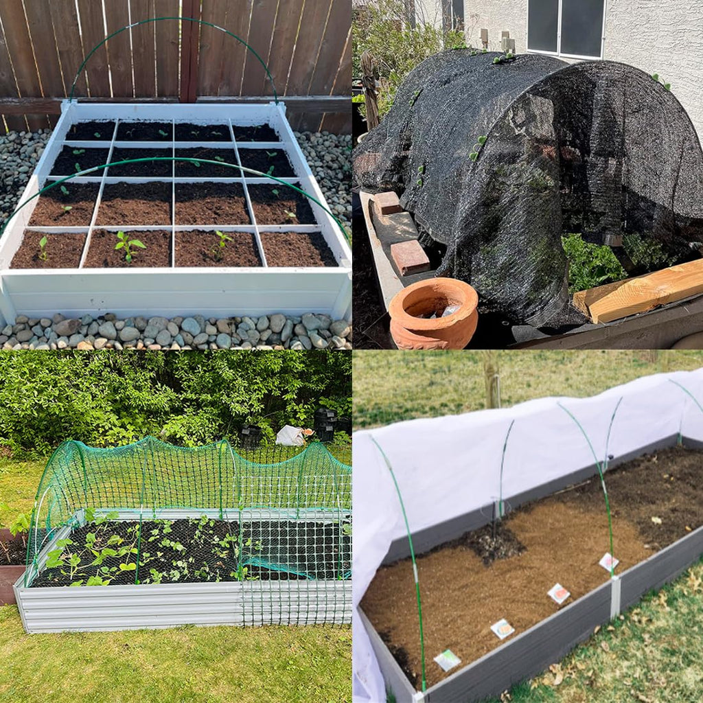 MAXPACE Greenhouse Hoops Kit, DIY 8ft Grow Tunnel, Fits Raised Garden Beds 2.8ft Wide & Up, 50 Pcs Rust-Proof Fiberglass Frame Support Rods for Row Cover, Shade Cloth, Frost Netting & Plant Stakes