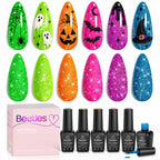 Beetles Halloween Gel Nail Polish Set, Reflective Glitter Gel Polish
