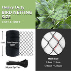 Tilvex Bird Netting 7.5x100 FT,1/2" Mesh Heavy Duty Garden Netting