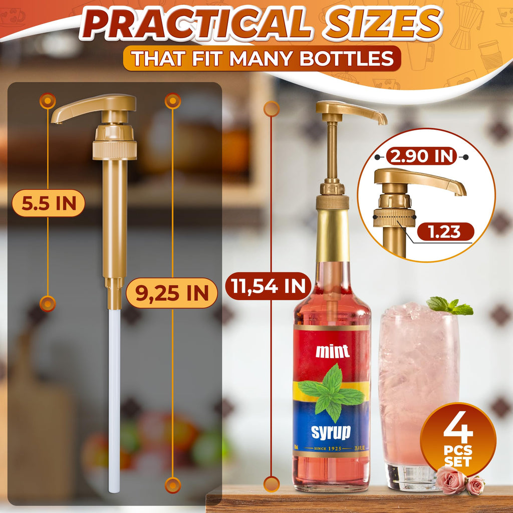 ALPENKOK 4 Pcs Coffee Syrup Dispenser Pump, Compatible with Torani & Skinny