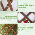 Wood Lattice Fence Panels for Outside 13.4"x78.8" Expandable Natural Wooden Wall Trellis Board Decorative Lattice Trellis Frame for Climbing Plants Vine Ivy Rose Outdoor Balcony Garden 2 Pcs