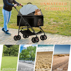 3 in 1 Dog Strollers 4 Wheels Folding Pet Stroller with Detachable Carrier Multifunction Portable Dogs Travel Carriers for Medium Small Puppy Kittens