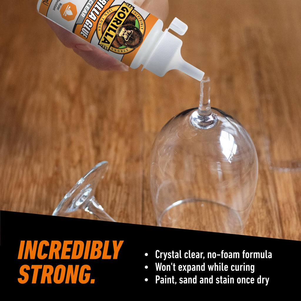 Gorilla Clear Glue, All Purpose, Polyurethane, 3.75 oz Bottle