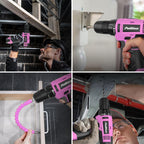 PULITUO Drill Set, 149-Piece Home Tool Set with 12V Pink Cordless Drill, Tool Box, Hand Tool Kits for Women & Men and DIY Enthusiasts, for Home Improvement