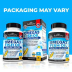 Triple Strength Omega 3 Fish Oil 3000mg - High Potency Omega 3 Supplement for Women and Men, Burpless Lemon Flavor Fish Oil - 2250mg Essential Fatty Acids with DHA & EPA, Wild Caught, 90 Softgels