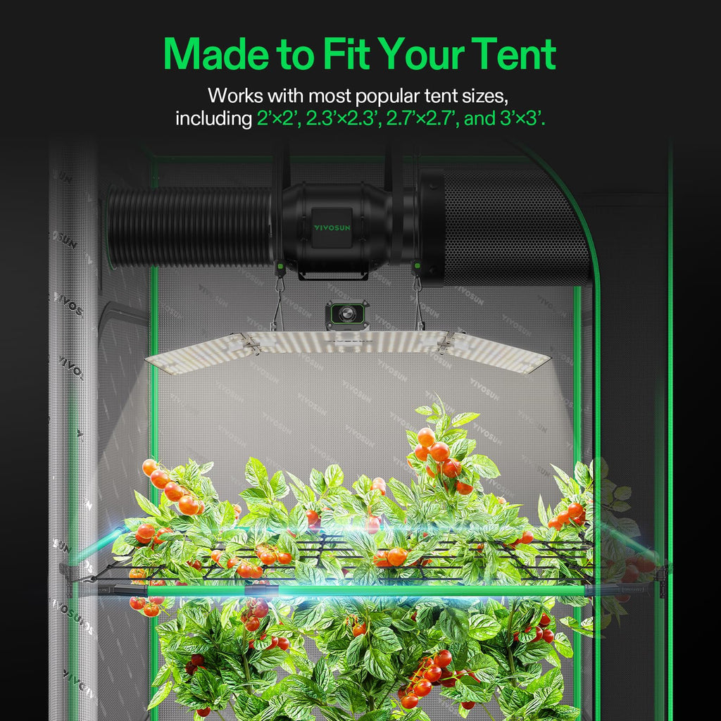 VIVOSUN Grow Tent High CFM Kit 24"-36" Adjustable for 2x2 2.7x2.7 3x3 Tent