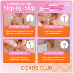 Cords Club Crystal Ear Climber Flat Back Stud- Hypoallergenic Earring