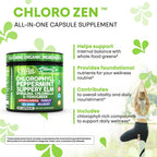 Clean Nutra Chlorophyll Capsules + Peppermint Slippery Elm Spirulina Chlorella Fenugreek Ashwagandha Sea Moss Supplement – Ph Balance for Women Detox Internal Deodorant Supplement + Prebiotics 60 Ct