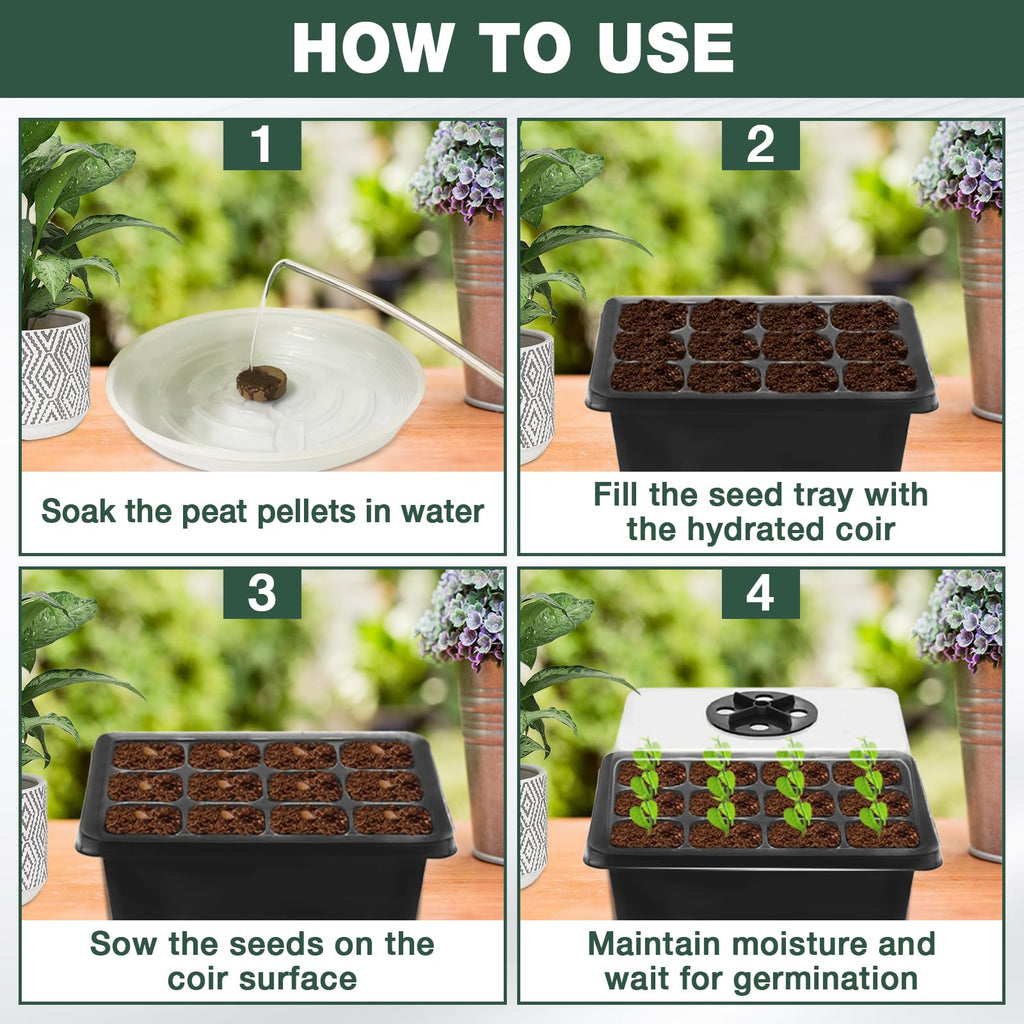ZeeDix 6 Set Seed Starter Tray Kits with 90 Pack Coco Coir Pellets