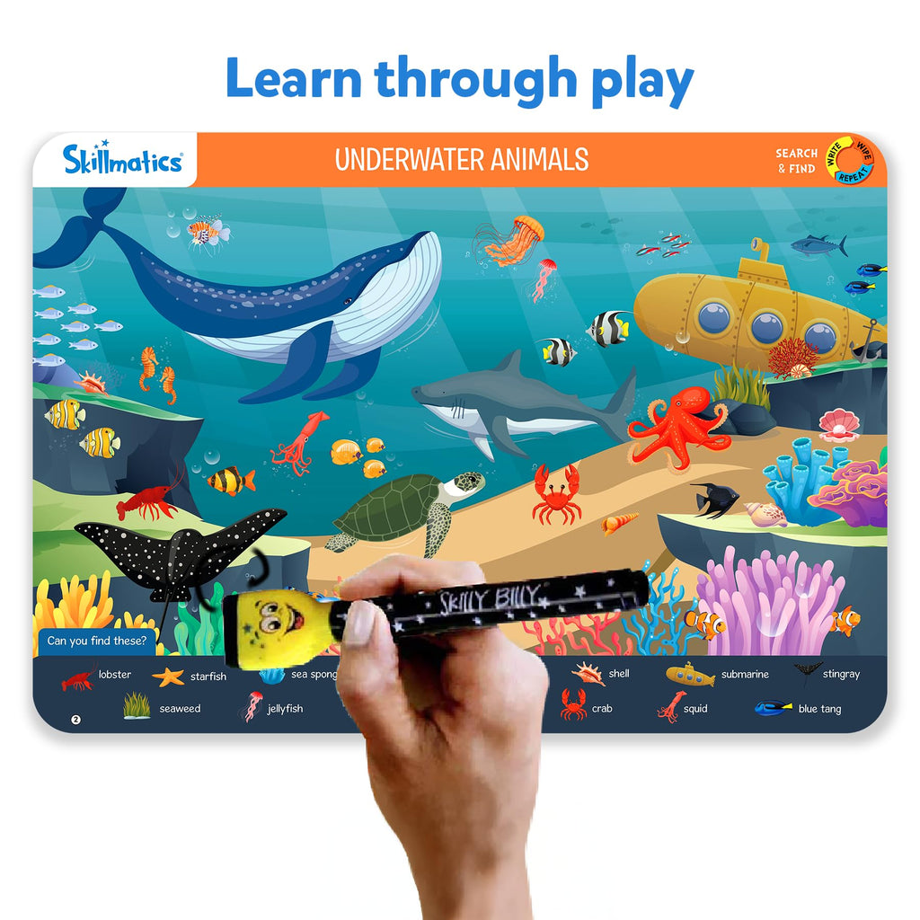 Skillmatics Search and Find Animals Educational Game - Reusable Preschool Learning Activities, Perfect for Toddlers & Kids Who Love Toys, Art & Crafts, Builds Vocabulary, Gifts for Ages 3, 4, 5, 6