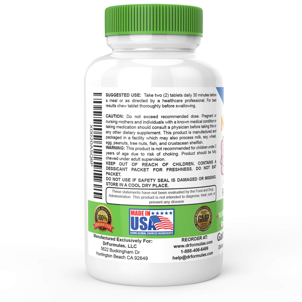 DrFormulas Chewable Probiotics for Kids & Adults | for Oral Dental Health, Bad Breath, & Better Digestion 20 Multi Strain - S boulardii, Lactobacillus plantarum and Bifidobacterium infantis, 60 Chews