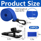 codree 24 Pcs Pool Solar Cover Reel Attachment Kit, Inground Swimming Pool Solar Cover Straps and Clips, Solar Blanket Strap Kit Including 8 Straps with Hooks, 8 Clips and 8 Touch Fastener (Blue)