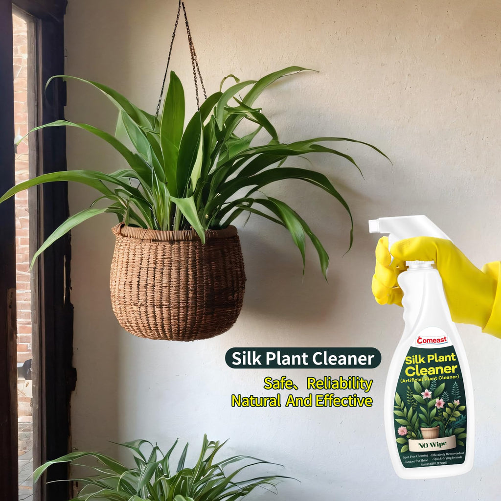 comeast Silk Plant Cleaner Spray No Wipe, Artificial Plant Cleaner and Silk Flower Cleaner Spray, Silk Flower Cleaner Spray No Wipe Spray Away Dust Remover, Drips Dry Faux Plant Spot16.91 Fl oz