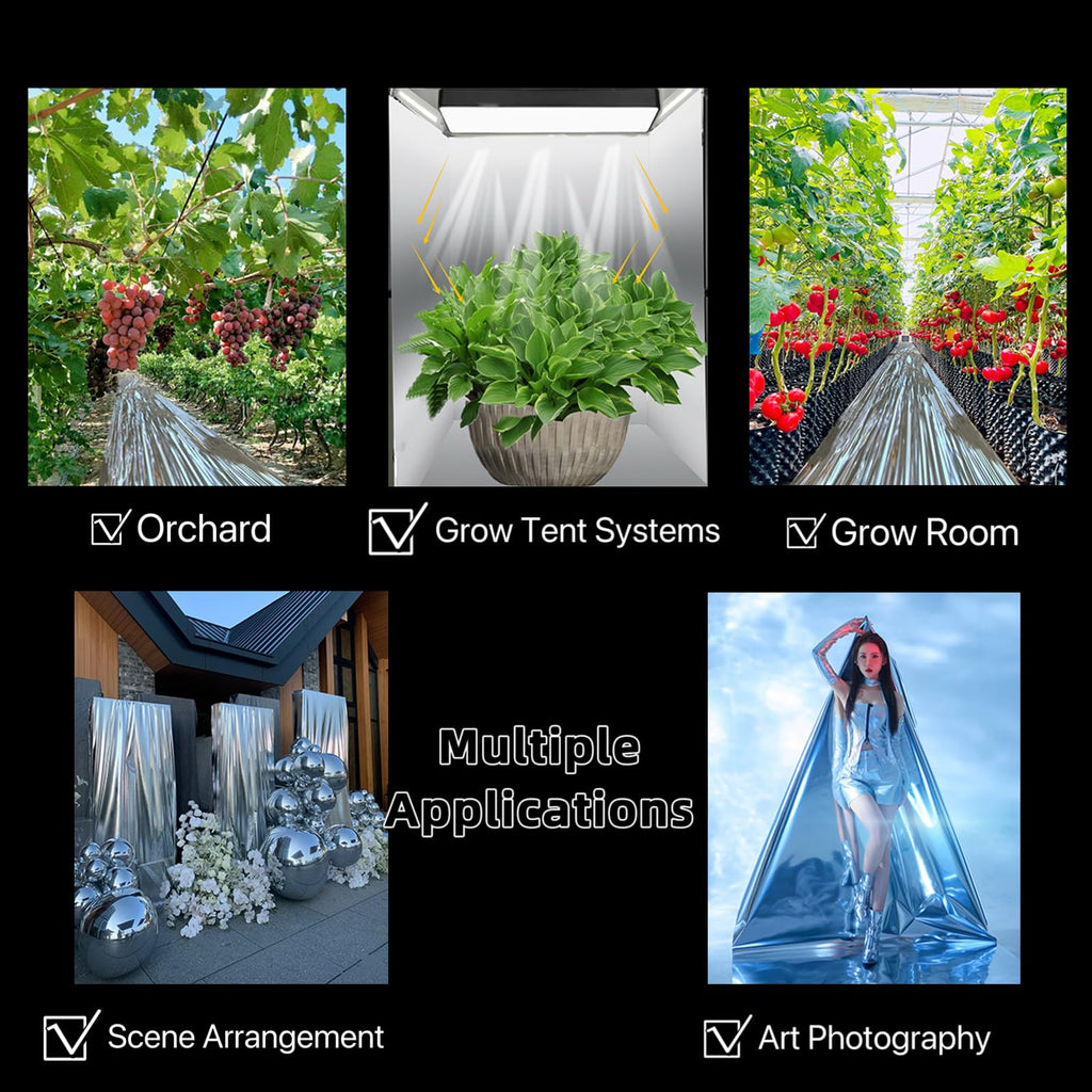Ghguole Highly Reflective Mylar Film Roll 4FT x 30FT,2 Mil Silver,for Outdoor Indoor Grow,Room Decoration,Scene Arrangement, Art Photography