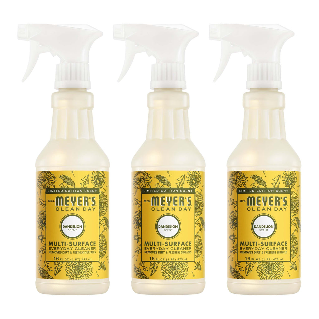 Mrs. MEYER'S CLEAN DAY Multi-Surface Everyday Cleaner, Dandelion Scent, 16 Fl Oz Bottle - 3 Pack