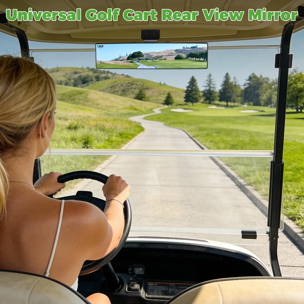 10L0L Universal Golf Cart Mirrors, Adjustable Panoramic Rear View Mirror Rotatable 270 Rotation Wide Angle Full Rearview for EZGO Club Car Yamaha Golf Cart (Anti-Glare)