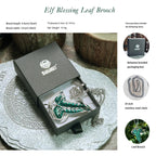 Bahamut Elegant Elven Green Tree Leaf Enamel Pins Brooch for Women Men Suit Pendant Necklace,Cloak Clasp Brooches Cosplay Jewelry (Green)