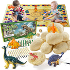Dino Fossil Eggs Dinosaur Toys - 12 Dinosaur Eggs Dig Excavation Kit w Play Mat for Kids Ages 5-7 Easter Basket Essentials STEM Toy Christmas Birthday Gift for Boys Girls 3 4 5 6 7 8 + 8-13 Years Old