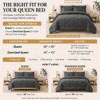 CozyLux Queen Comforter Set 88"x88" Dark Grey - 7 Piece Bed in a Bag