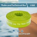 Green Expert 1-1/2" ID PVC Lay-flat Discharge Hose Heavy Duty for Pump Draining Pool Filter Backwash Garden Pond Flooded House Water Disposal, 50 Feet Length with Steel Clamp Kit