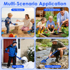 Lanathel 2 Pack Metal Beach Sand Shovels for Kids, 27 Inch Heavy Duty Small Shovels for Digging, Camping, Gardening, Planting, Mini Spade with D-Grip Handle, Blue