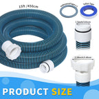 Conderyang 1.5" 15ft EVA Pool Professional Hose with External Male Threads for Above Ground Pools Pump Replacement Hose Pool Supply for Cleaner Kit Heavy Duty Hoses Filter Connection Hoses(Blue)