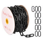 Ahniiqo 60 Feet Plastic Barrier Chain Black,2-Inch Link Diameter Safety Barrier Chain，Large Plastic Chain，8MM Plastic Barrier Chain，Plastic Chain Links