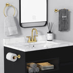 4 inch Brushed Gold Bathroom Sink Faucet with Pop-up Drain and 2 Supply Hoses, Stainless Steel Lead-Free 2-Handle Centerset Faucet for Bathroom Sink Vanity RV