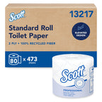 Scott Professional 100% Recycled Fiber Standard Roll Bulk Toilet Paper (13217), 2-Ply, Elevated Design, White, Individually Wrapped (80 Rolls of 473 Sheets, 37,840 Sheet Total)