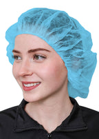 SAFEKO Unisex Polypropylene Bouffant Caps, 100 Count [BLUE | 21"]