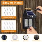 Jyoiat Outdoor Solar Wall Lights - Solar Waterproof Brighter Porch Square Lights with 3 Modes & Motion Sensor Front Fence Lantern Lights for Outside,Backyard,Garage Decorative (4 Packs)