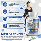 Clean Nutra TMG Supplements 1000mg | Methylated Multivitamin for Women Men | Taurine B6 Vitamins B12 D3 K2 Trimethylglycine Magnesium Methylfolate Milk Thistle NAC COQ10 B Supplement Complex Capsules