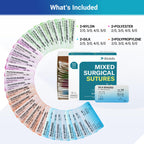 Alcedo Suture Thread with Needle 32 PK (2/0, 3/0, 4/0, 5/0), Non-Absorbable (Nylon, Silk, Polyester, Polypropylene) for Nursing and Students, First Aid Practice Kit Accessories, Education Only