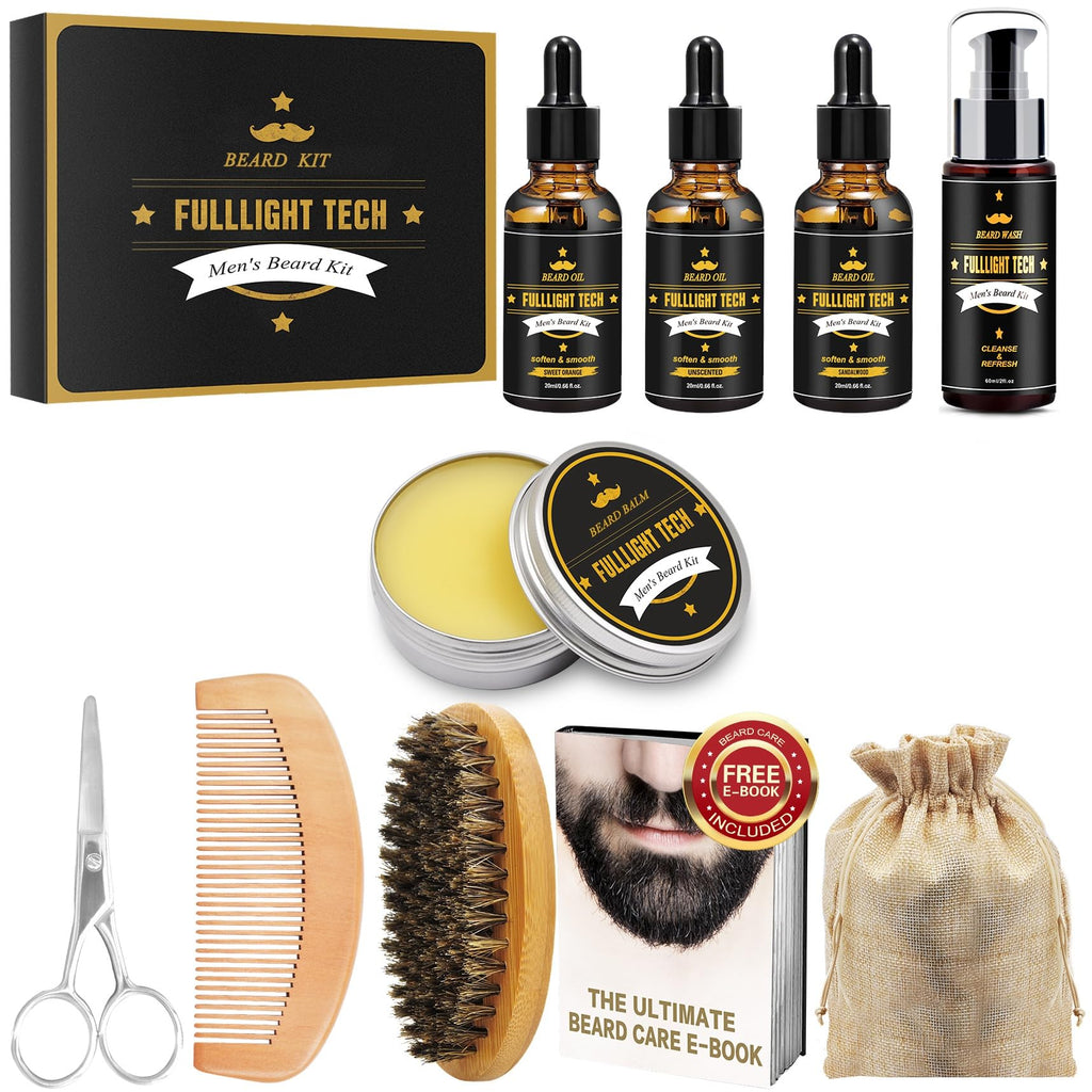 Beard Kit for Men, 3 Beard Oil Scents, Beard Care Gift Set for Dad, Husband