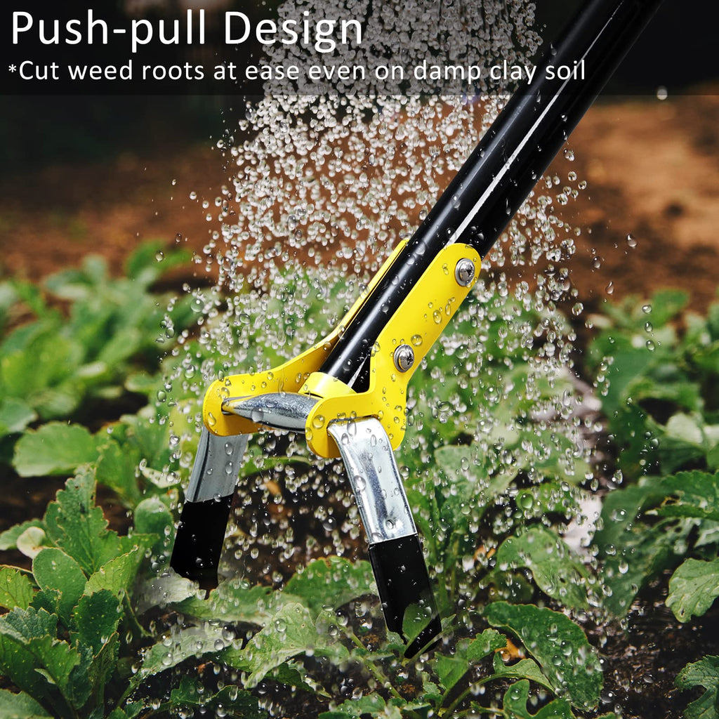 DonSail Hoe Garden Tool -Scuffle Garden Hoes for Weeding Gardening Long Handle Heavy Duty - Adjustable Weeding Loop Stirrup Hoe 30-61 Inch Black