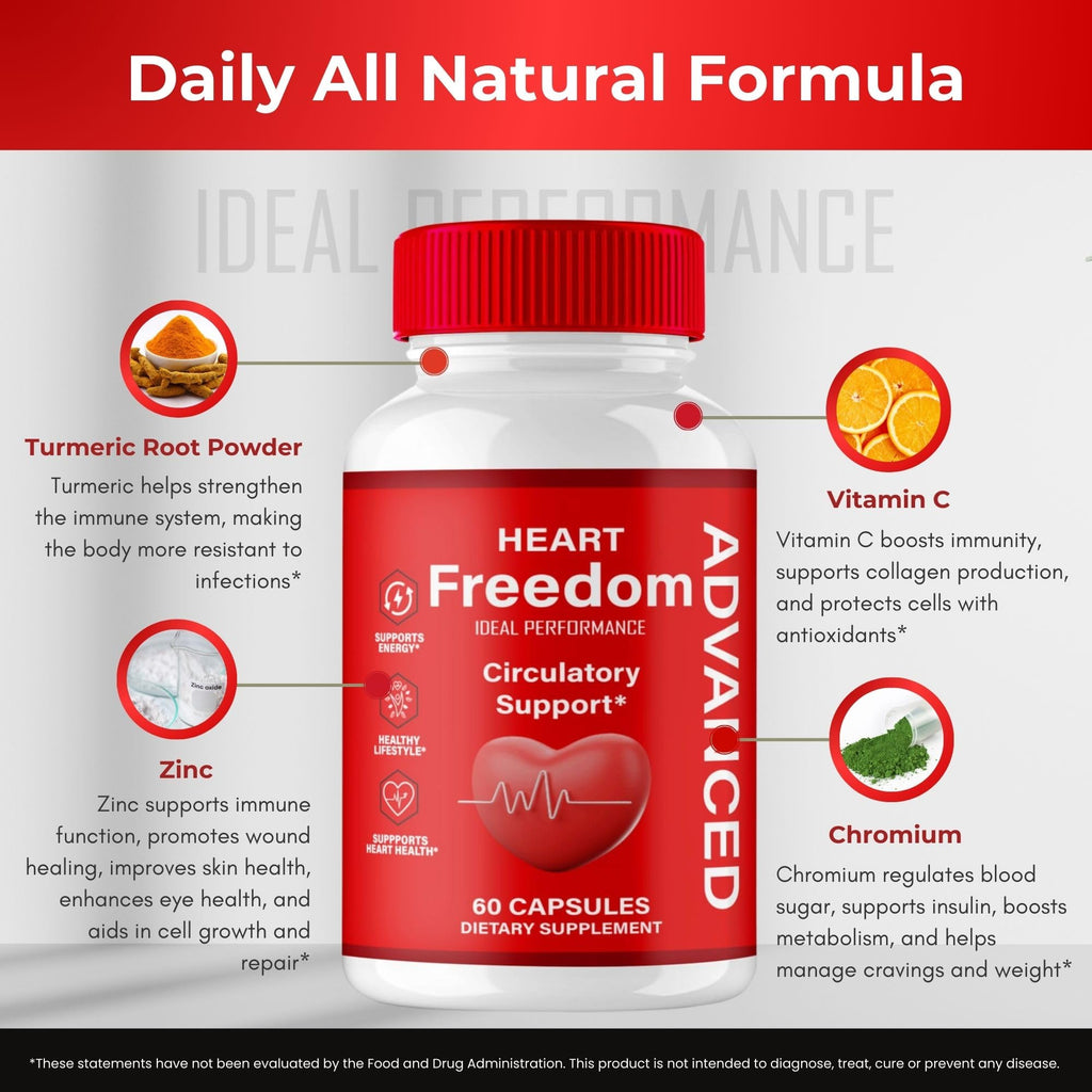 Heart Freedom Capsules, Official HeartFreedom Pills - Energy and Health Maximum Strength, Heart Freedom Circulation Support Capsules, All Natural Glyco Optimizer, Premium Formula Reviews (60 Capsules)