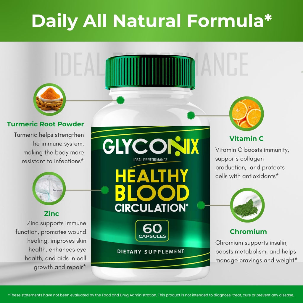 Glyconix Blood Optimizer Capsules, Official Glyconix Advanced Blood Formula Supplement Pills - Maximum Strength, All Natural Healthy Circulation & Stable Levels, Glyco Nix Health Reviews (3 Pack)