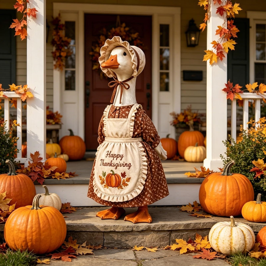 Gliswaieuznd Thanksgiving Pilgrim Porch Goose Outfits for 23'' Goose Statue
