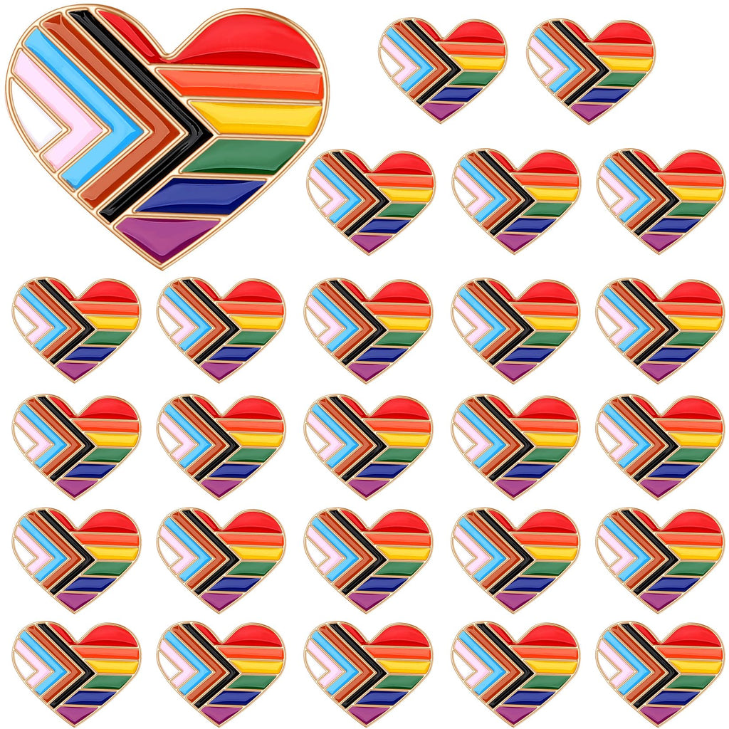 SANNIX 60Pcs Heart Progress Pride Flag Pin, Rainbow Lapel Pins Rainbow