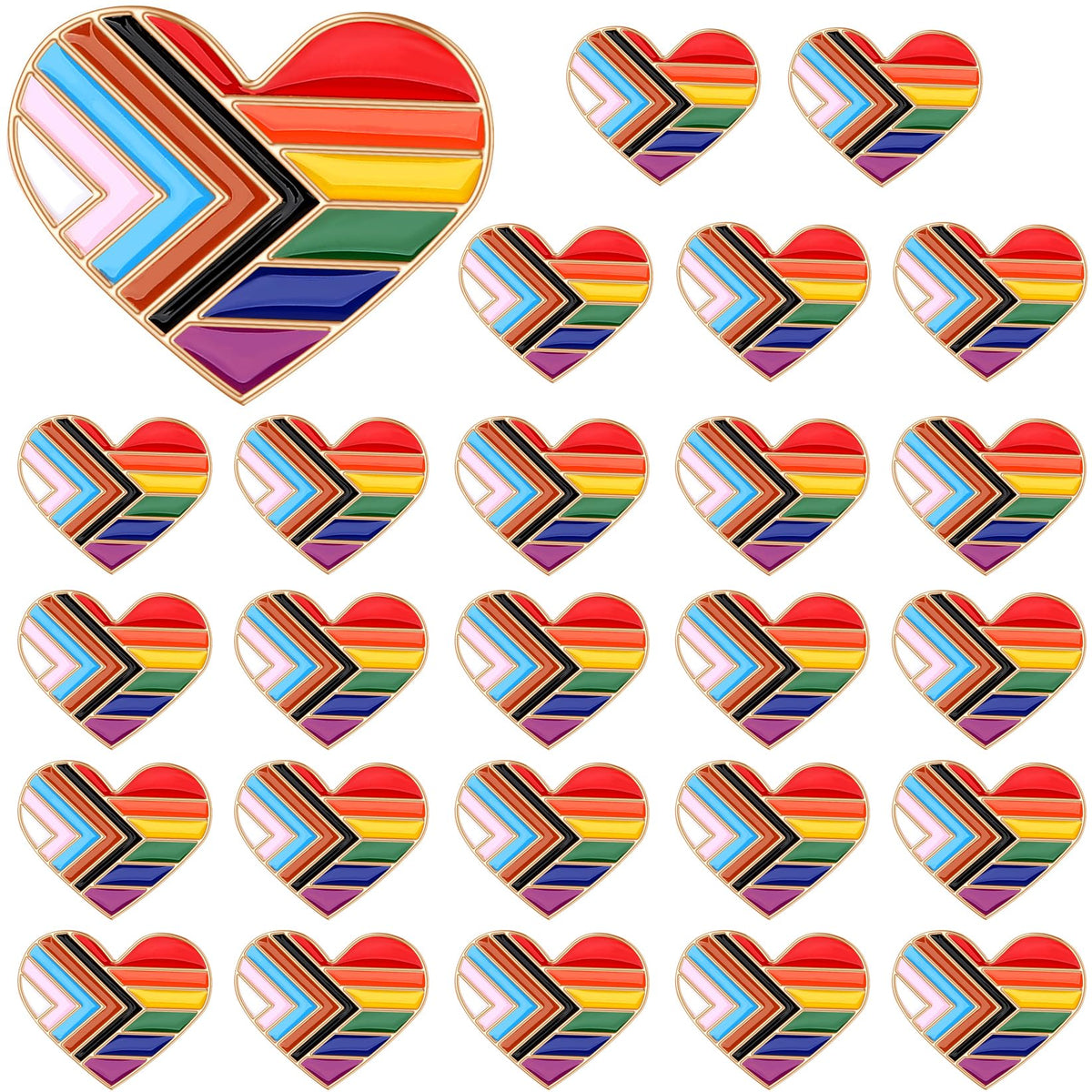 SANNIX 60Pcs Heart Progress Pride Flag Pin, Rainbow Lapel Pins Rainbow