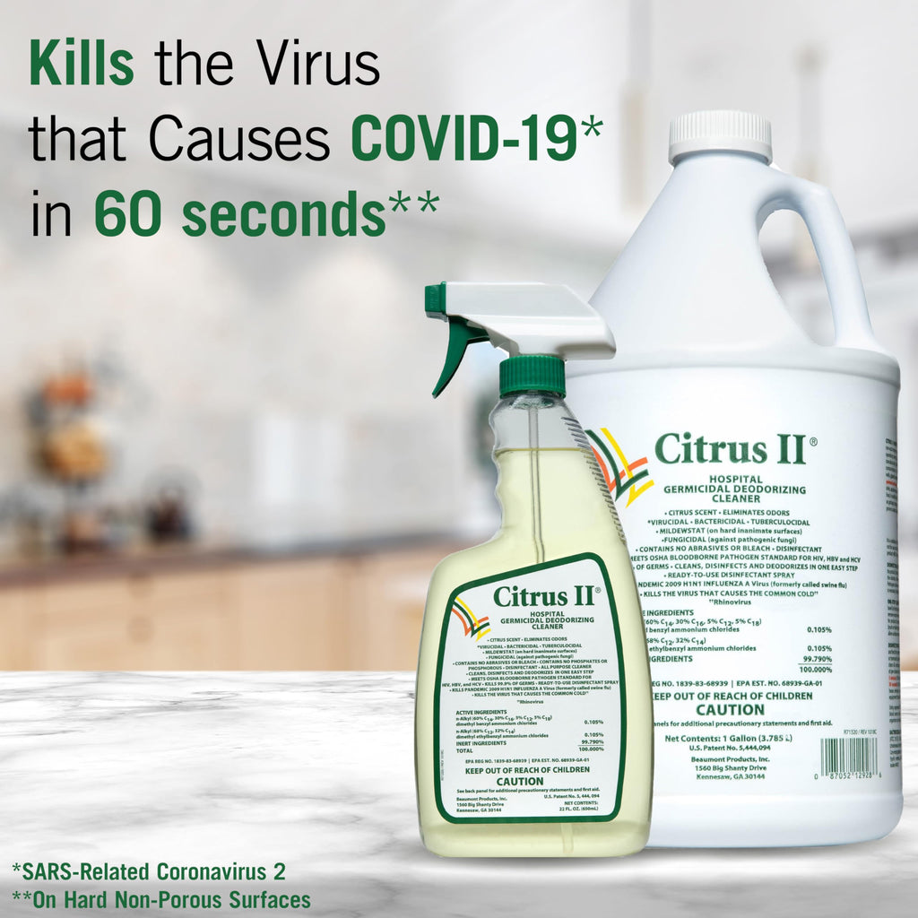 Citrus II Hospital Germicidal Deodorizing Cleaner - Fresh Citrus Scent - 1 Gallon - Refill - Disinfecting Cleaner for Home, Hospital and Office Areas
