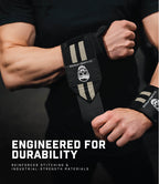 Gymreapers Weightlifting Wrist Wraps (IPF Approved) 18" Professional Quality Wrist Support with Heavy Duty Thumb Loop - Best Wrap for Powerlifting Competition, Strength Training, Bodybuilding (Desert Sand, 18")